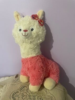Plush Llama  - white  and  Pink Soft Stuffed Animal